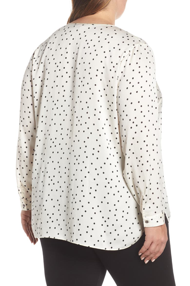 Polka Dot Split Neck Top, Alternate, color, PEARL IVORY
