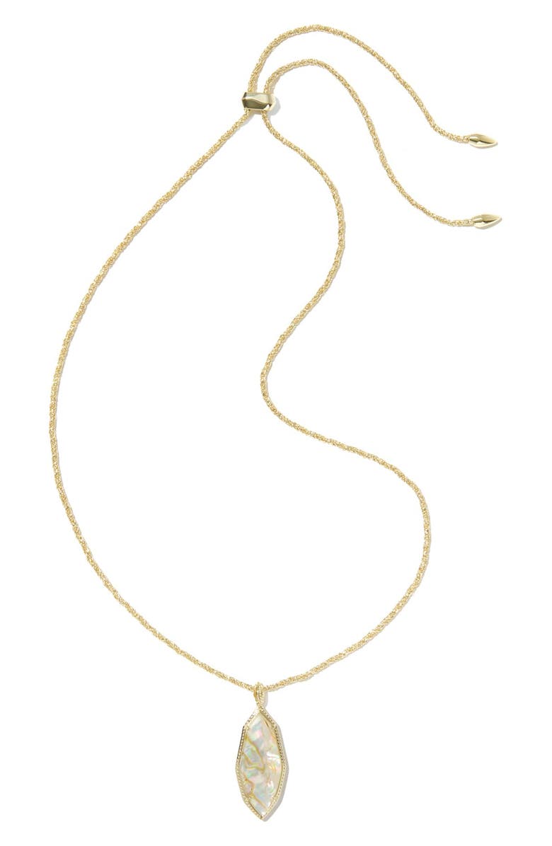 Kendra Scott Ophelia Large Shell Pendant Necklace, Alternate, color, Gold Iridescent Abalone