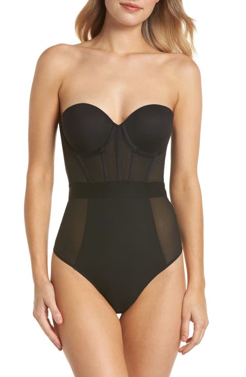 Sheers Strapless Underwire Bodysuit