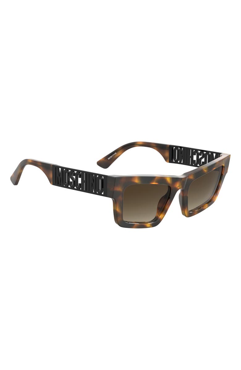 Moschino 53mm Rectangular Sunglasses, Alternate, color, Havana