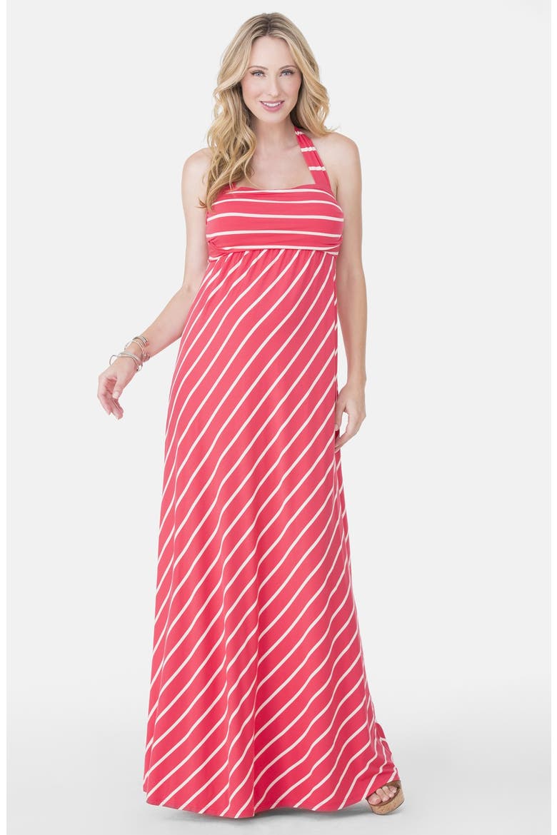 Ingrid & Isabel® Convertible Maternity Maxi Dress, Main, color, POPPY STRIPE