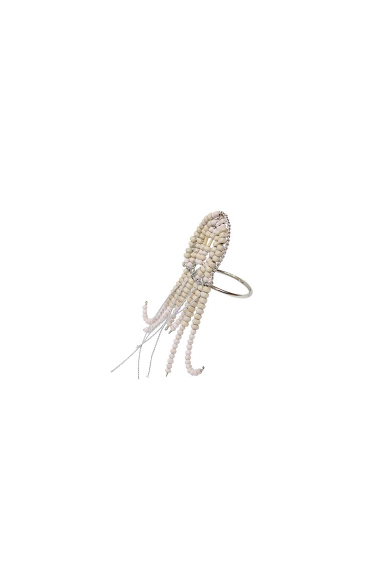 Jellyfish Shaped Napkin Ring -Wood and Metal-, Alternate, color, Beige