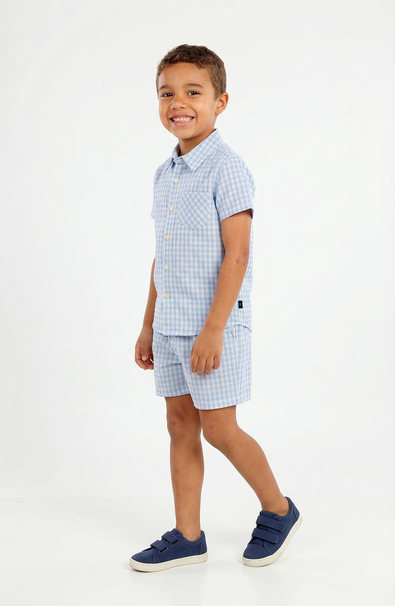 Joe's Jeans Gingham Short Sleeve Button-Up Shirt & Shorts Set, Alternate, color, Light Blue