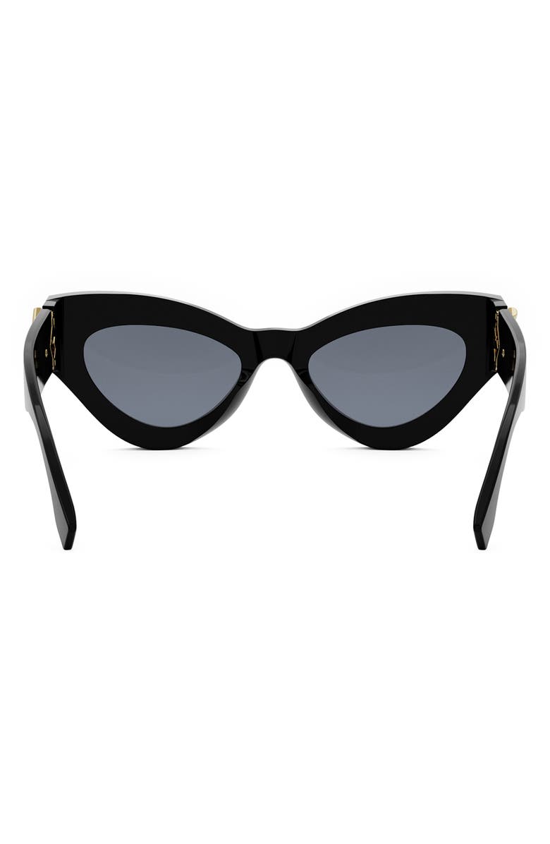 Fendi FF Diamonds 52mm Cat Eye Sunglasses, Alternate, color, Shiny Black / Blue