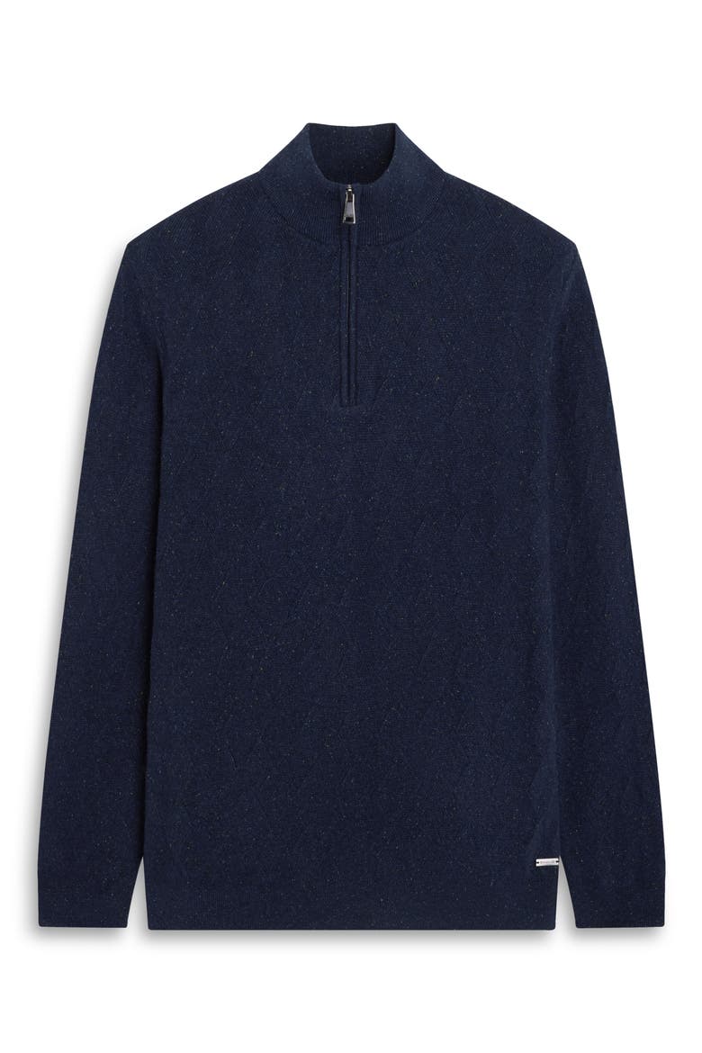 Wool & Cashmere Blend Quarter Zip Sweater, Alternate, color, NAVY