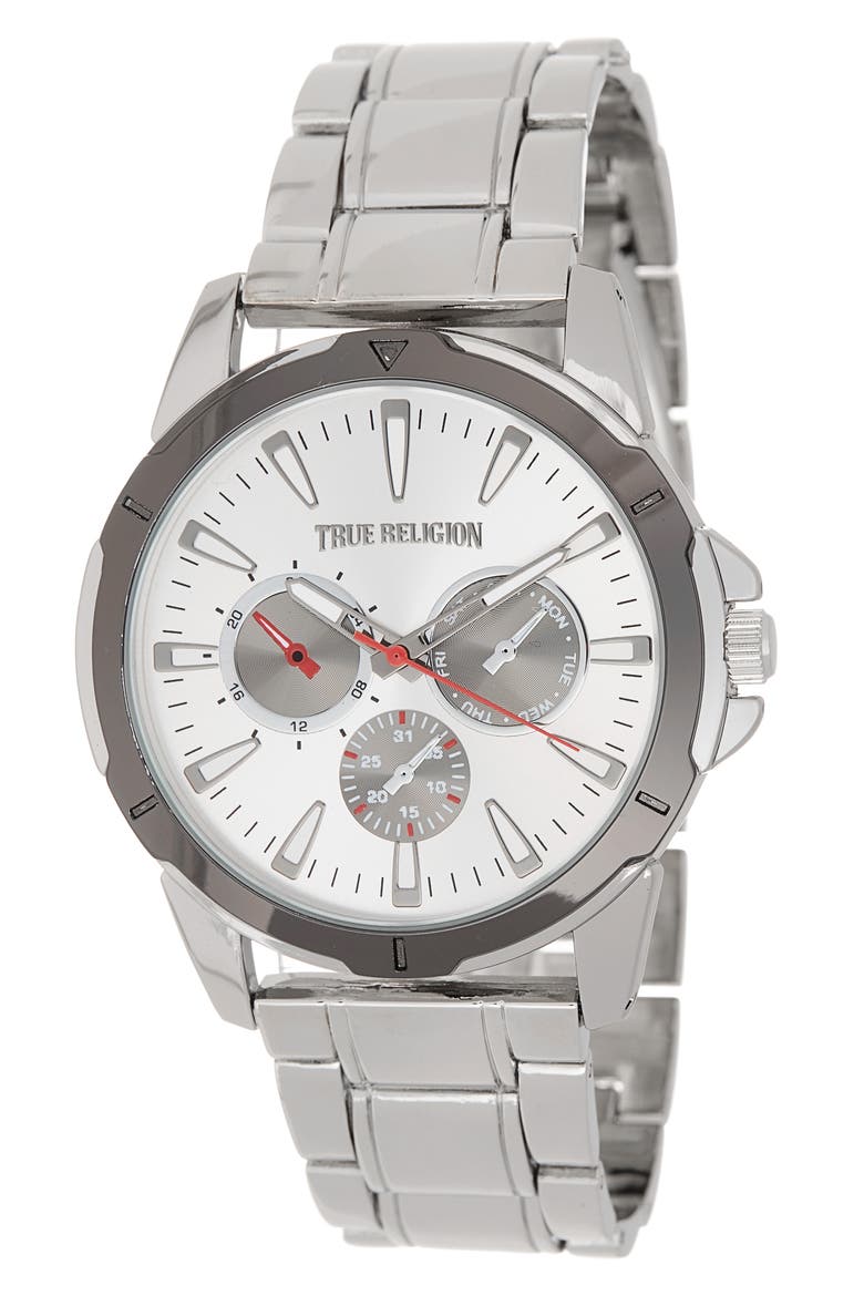 Chronograph Bracelet Watch, 44.1mm, Main, color, SILVER