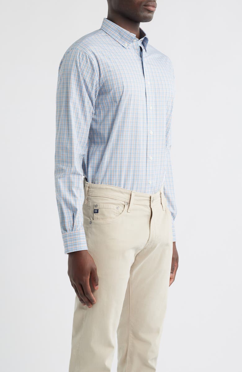 johnnie-O Cayden Shadow Check Performance Button-Down Shirt, Alternate, color, Maliblu