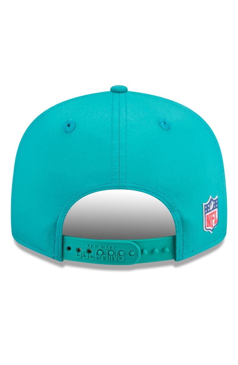 New Era Men's New Era Aqua Miami Dolphins 2025 Sideline Throwback Split Panel 9FIFTY Snapback Hat, Alternate, color, Aqua