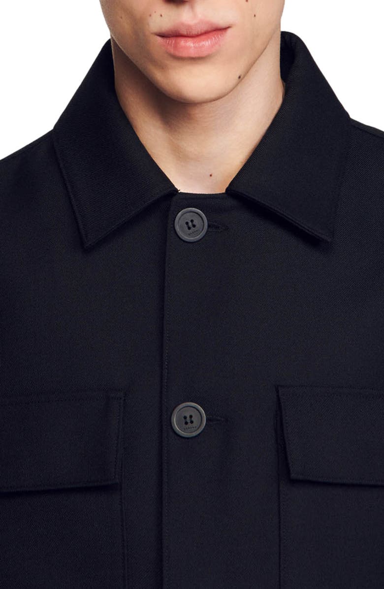 SANDRO Buttoned overshirt, Alternate, color, Black