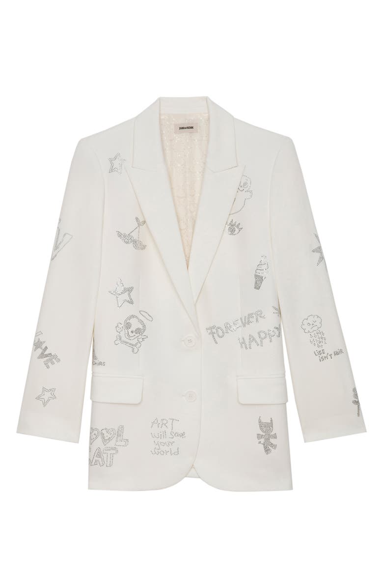 Zadig & Voltaire Viva Multistrass Embellished Blazer, Alternate, color,