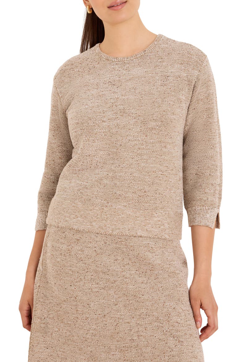 Tweed Stitch Crewneck Sweater, Main, color, NEUTRAL MIX