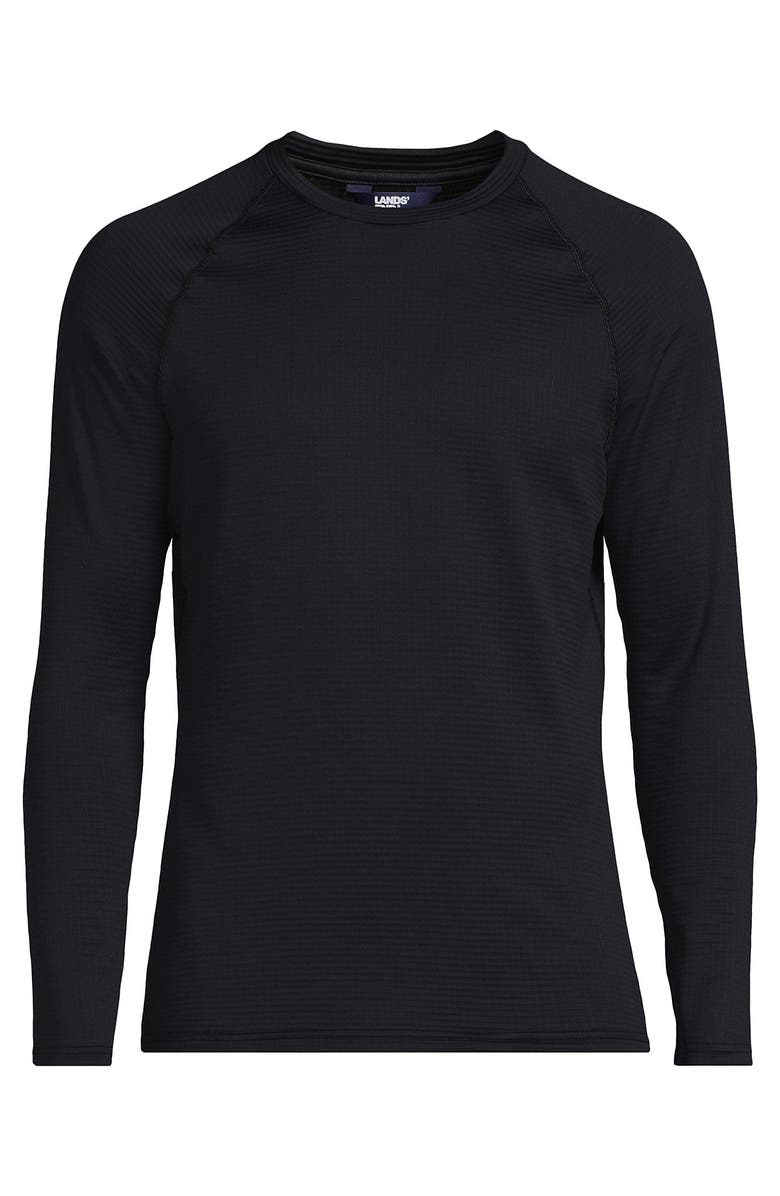 Lands' End Long Sleeve Crew Neck Expedition Thermaskin Long Underwear Top, Alternate, color, Black