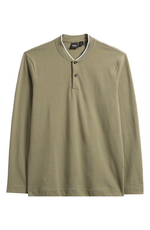 Hugo Boss Boss Pal Long Sleeve Blade Collar Polo In Green