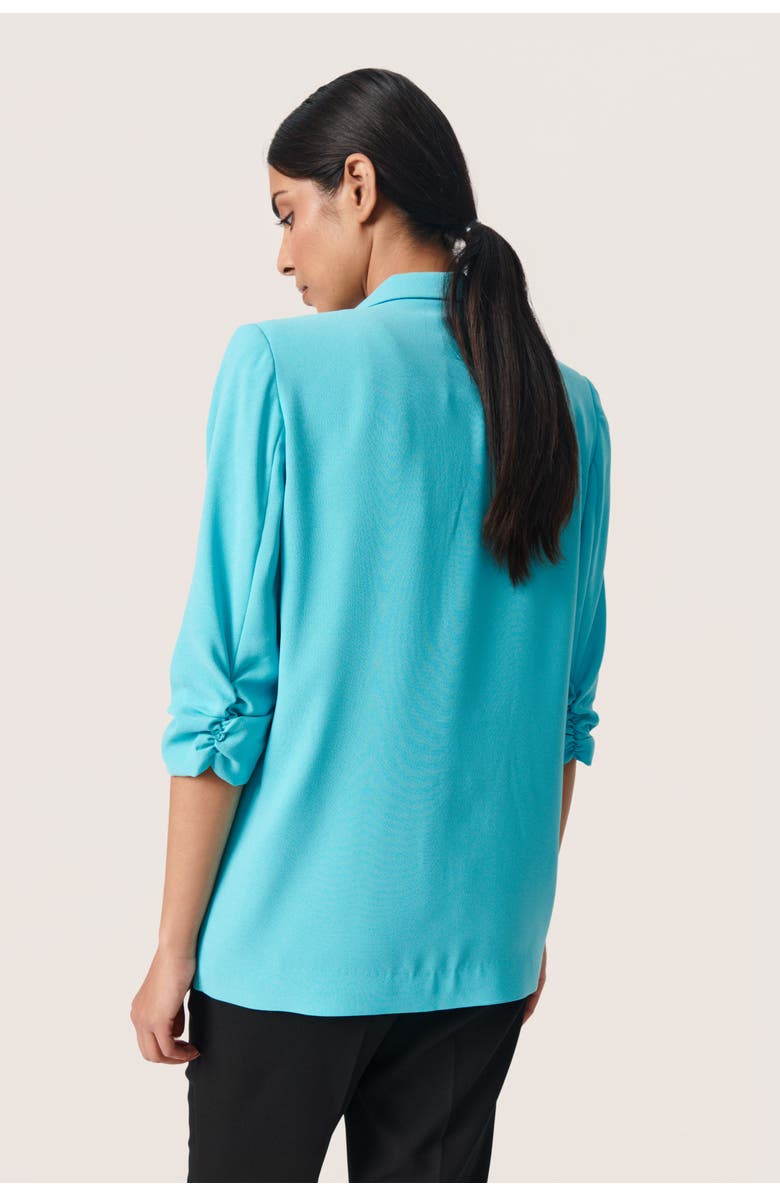 Soaked in Luxury Shirley 3/4 Sleeve Open Front Blazer, Alternate, color, Sea Jet