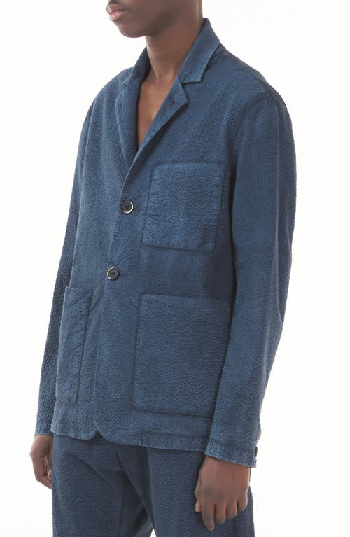 Shop Barena Venezia Refada Seersucker Overshirt In Navy