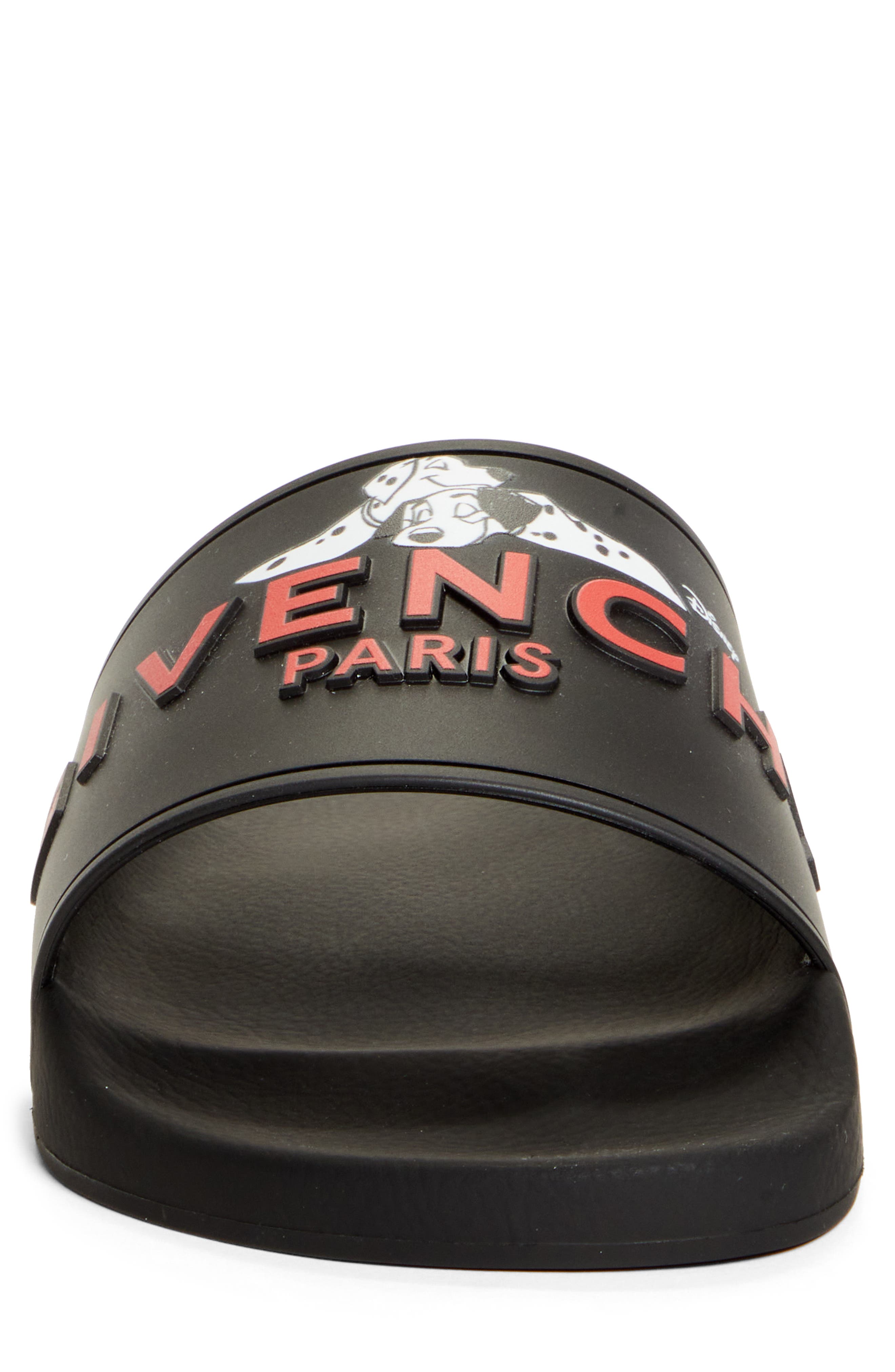Disney x Givenchy '101 Dalmatians' Logo Slide Sandal, Alternate, color, BLACK/ WHITE/ RED