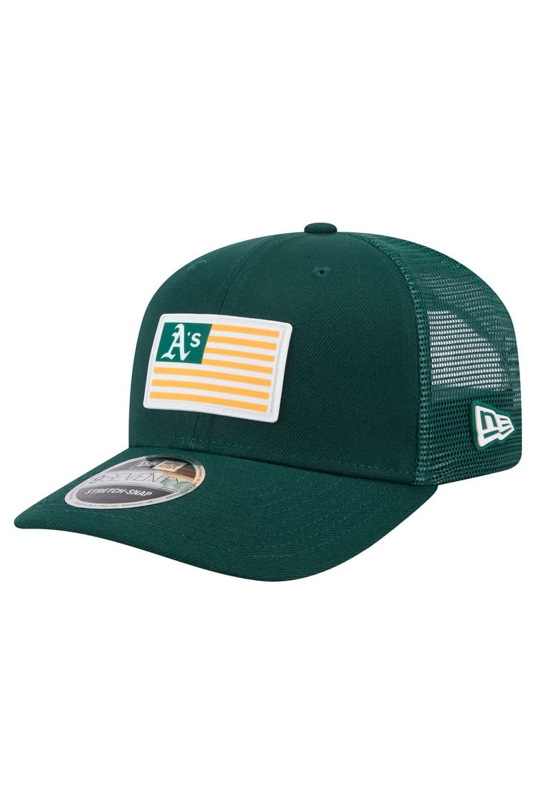 Men's New Era Green Athletics Flag 9SEVENTY Stretch-Snap Hat, Main, color, Green