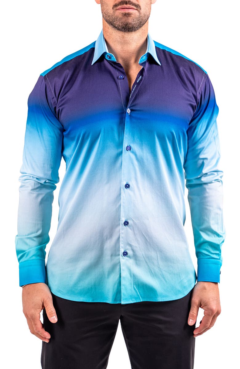 Maceoo Fibonacci Resistance Contemporary Fit Button-Up Shirt, Main, color, Blue