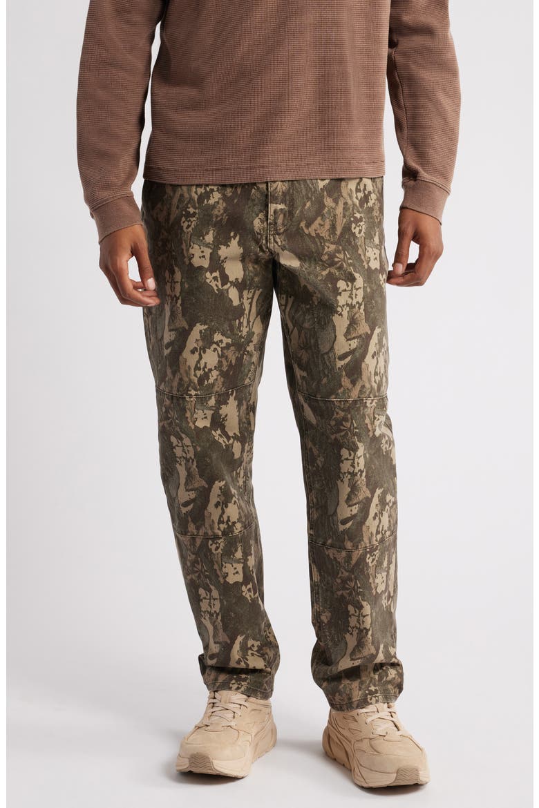 Camo Relaxed Fit Stretch Canvas Workwear Pants, Main, color, OLIVE CAMO BRANCH