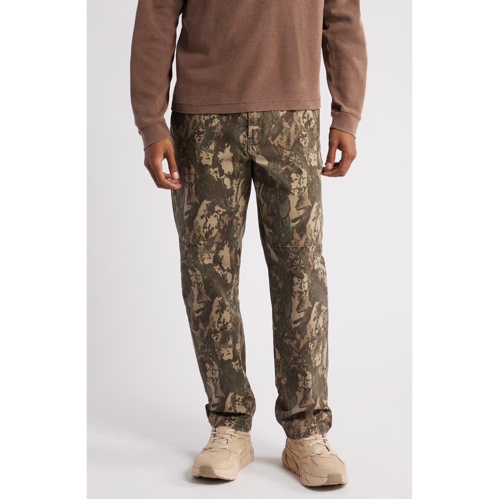 Bp. Camo Relaxed Fit Stretch Canvas Workwear Pants In Olive Camo Branch