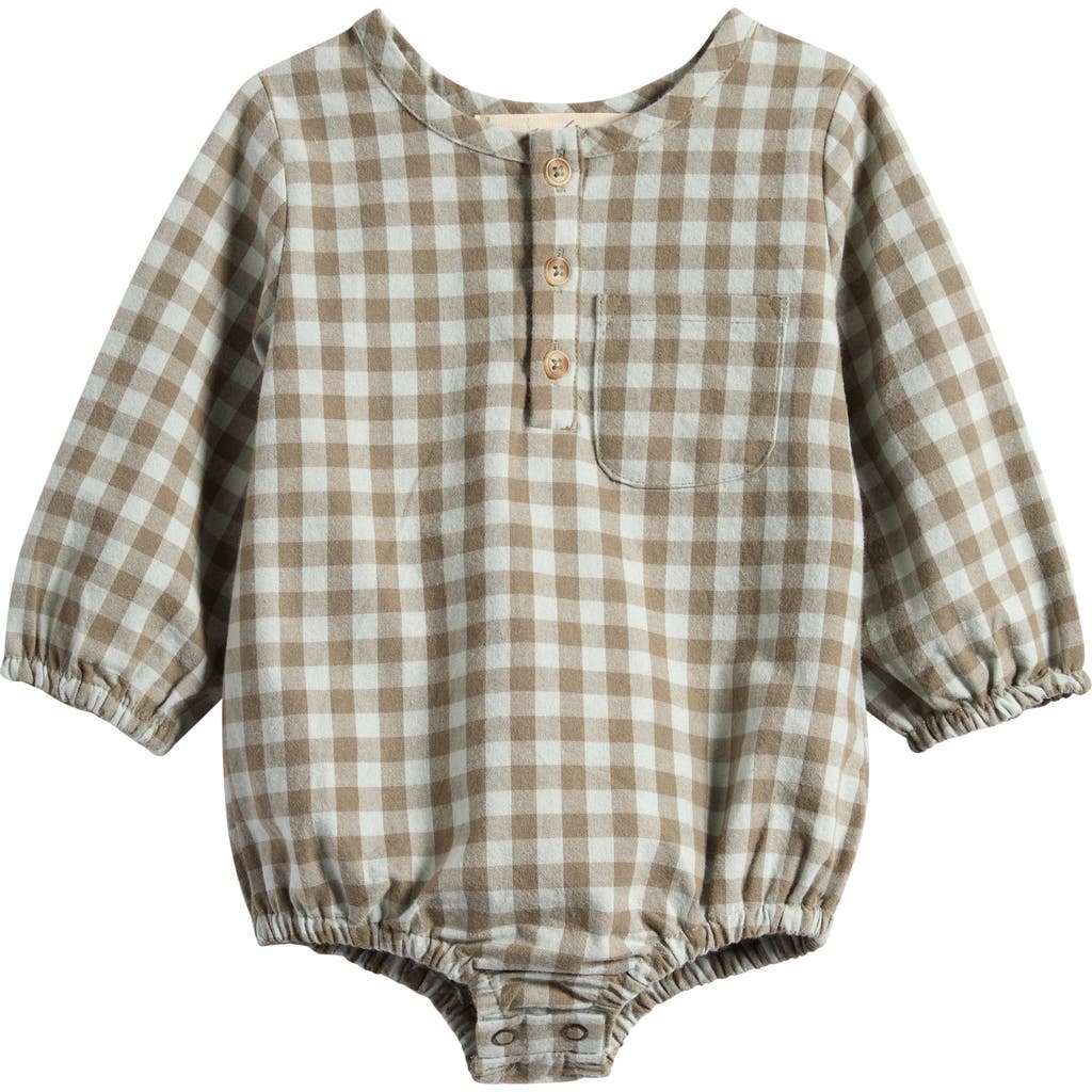 Pehr Kids' Plaid Long Sleeve Organic Cotton Flannel Romper In Multi