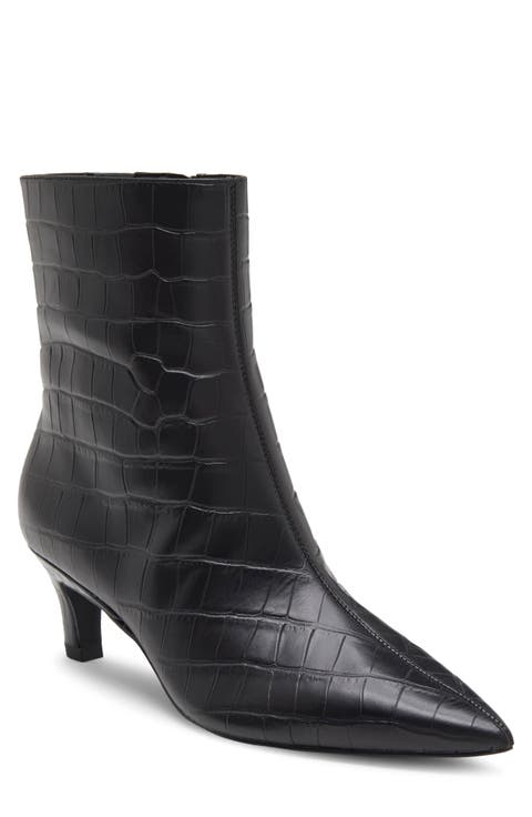 Daria Croc Embossed Leather Bootie