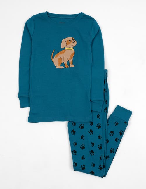 Leveret Kids'  Two-piece Cotton Printed Matching Family Pajamas, Coordinated Prints In Blue