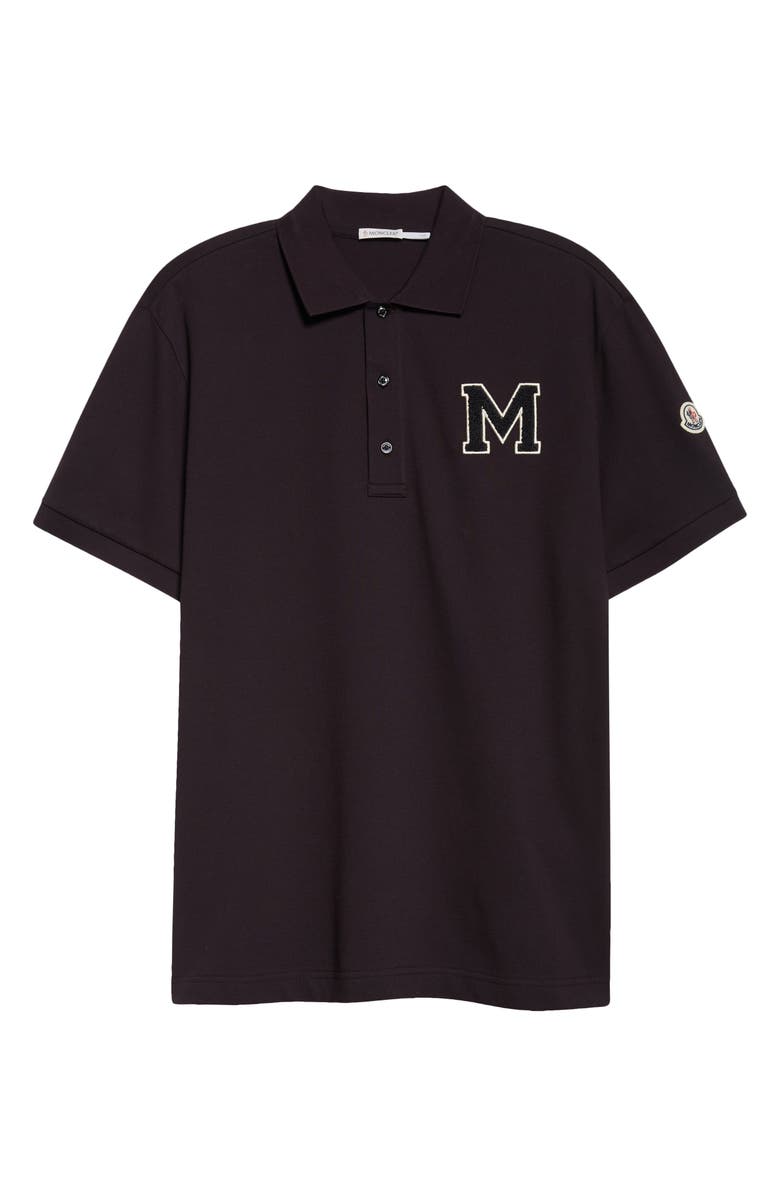 Moncler Varsity Monogram Cotton Piqué Polo, Alternate, color, Navy Blue