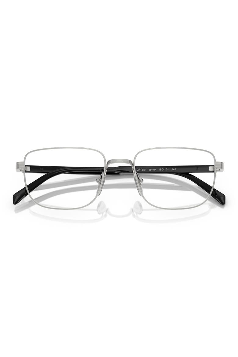 55mm Rectangular Optical Glasses, Alternate, color, SHINY SILVER