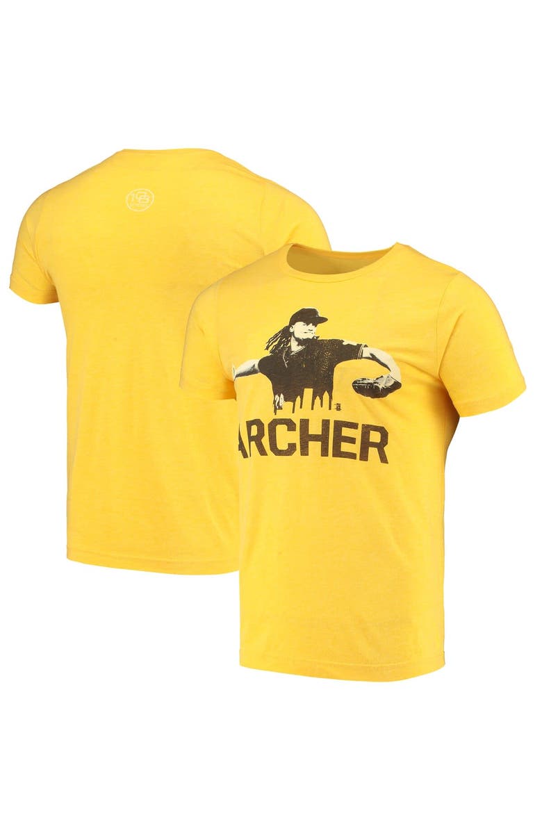 108 STITCHES Men's Chris Archer Gold Pittsburgh Pirates Player Skyline Tri-Blend T-Shirt, Main, color, 
