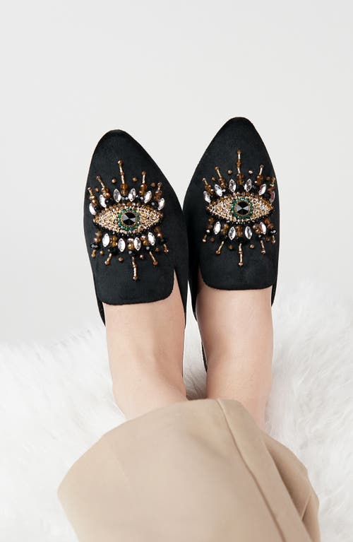 Fuchsia The Good Eye Embroidered Mule In Black