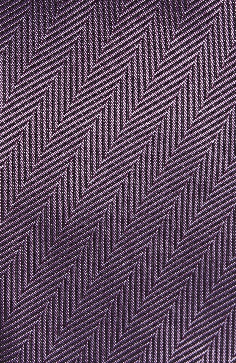 David Donahue Herringbone Silk Tie, Alternate, color, Purple