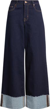 HIDDEN JEANS Cuffed High Waist Ankle Wide Leg Jeans