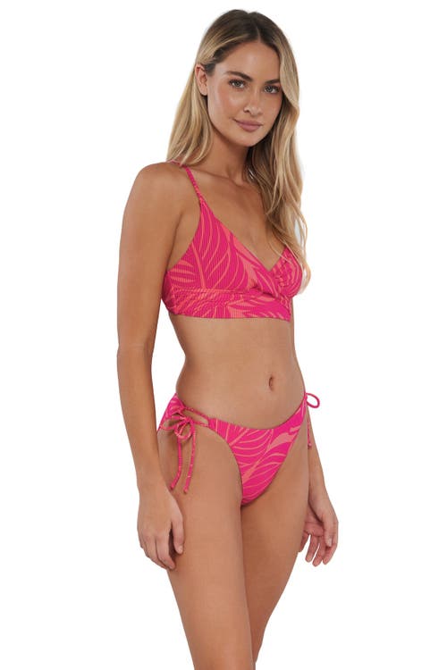 Sunsets Everlee Tie Side Bikini Swim Bottoms In Blushing Palms Sandbar Rib