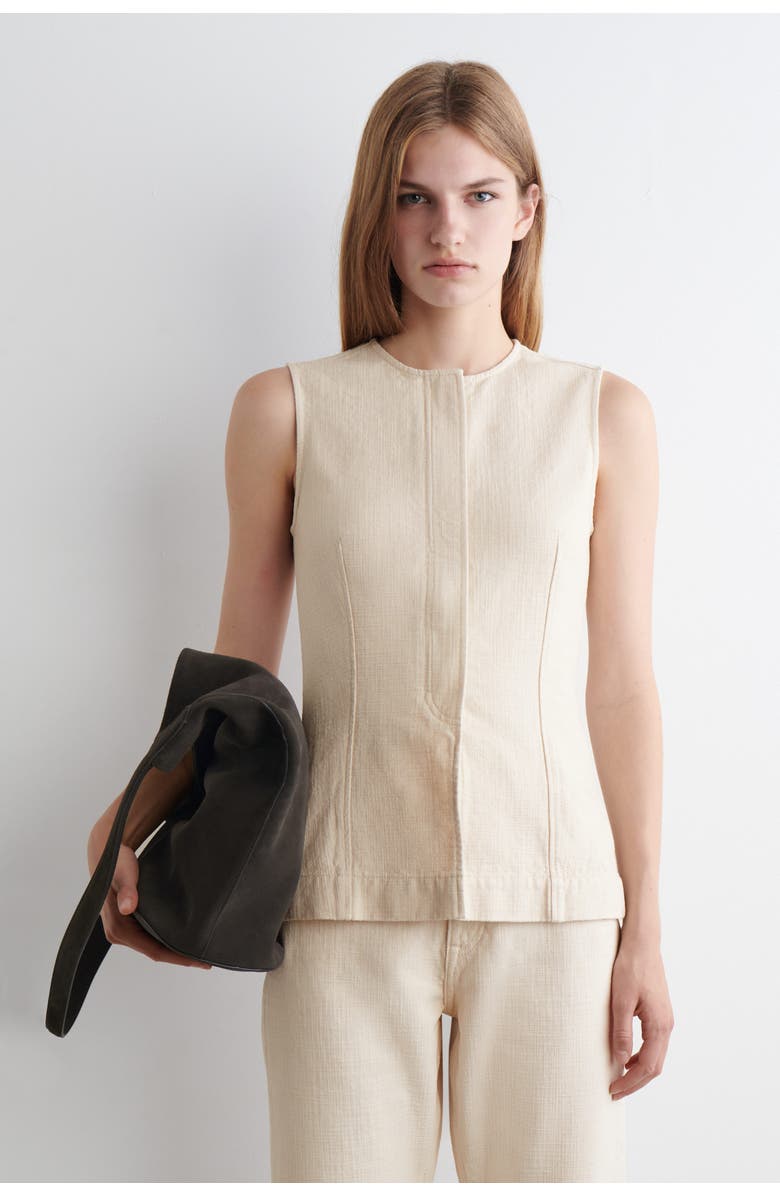 COS Sleeveless Denim Top, Main, color, Off-White