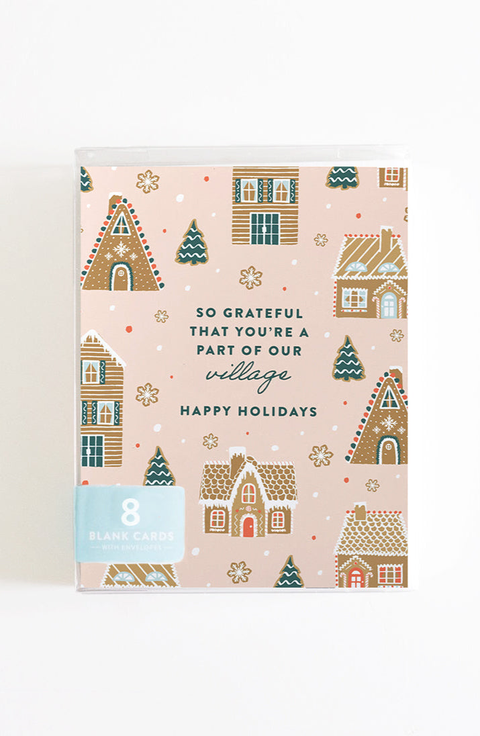 Gingerbread Village Holiday Thank You Boxed Set of 8 Greeting Cards