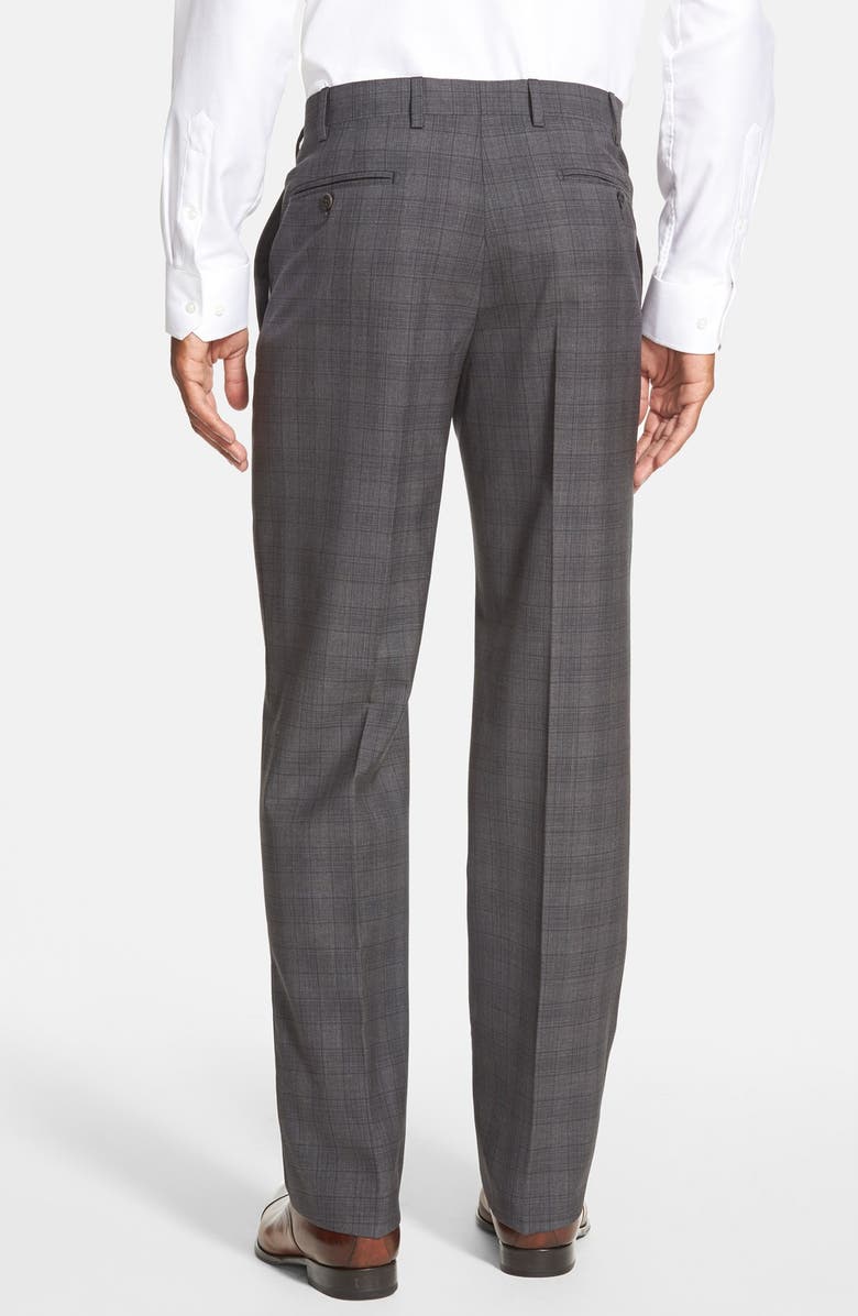 Zanella 'Devon' Flat Front Plaid Wool Trousers, Alternate, color,