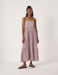 Hush Leni Shirred Gingham Beach Dress