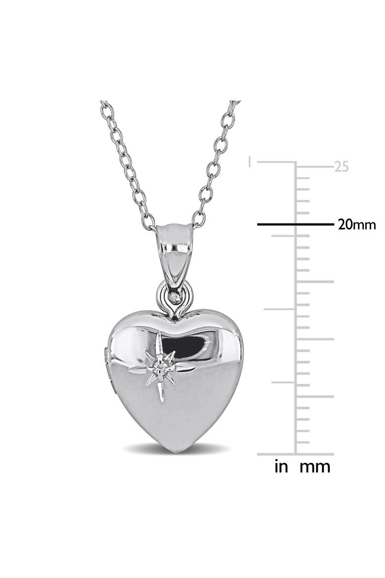 Cubic Zirconia Accent Heart Locket Pendant Necklace, Alternate, color, SILVER