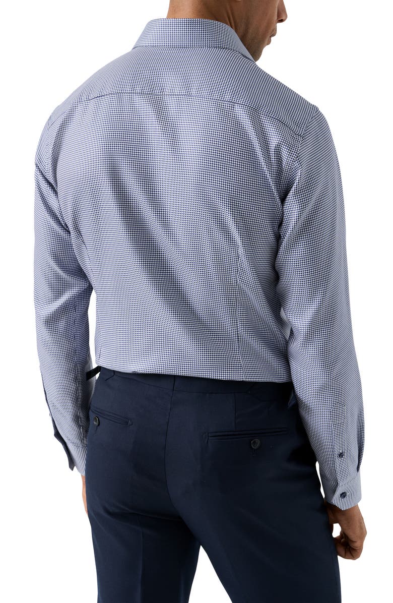 Eton Slim Fit Houndstooth King Twill Dress Shirt, Alternate, color, Dark Blue