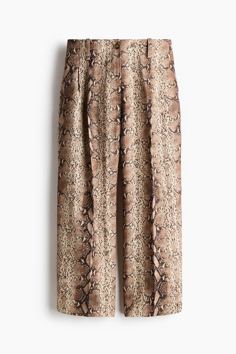 Ankle-length Twill Pants, Alternate, color, Beige/snakeskin pattern