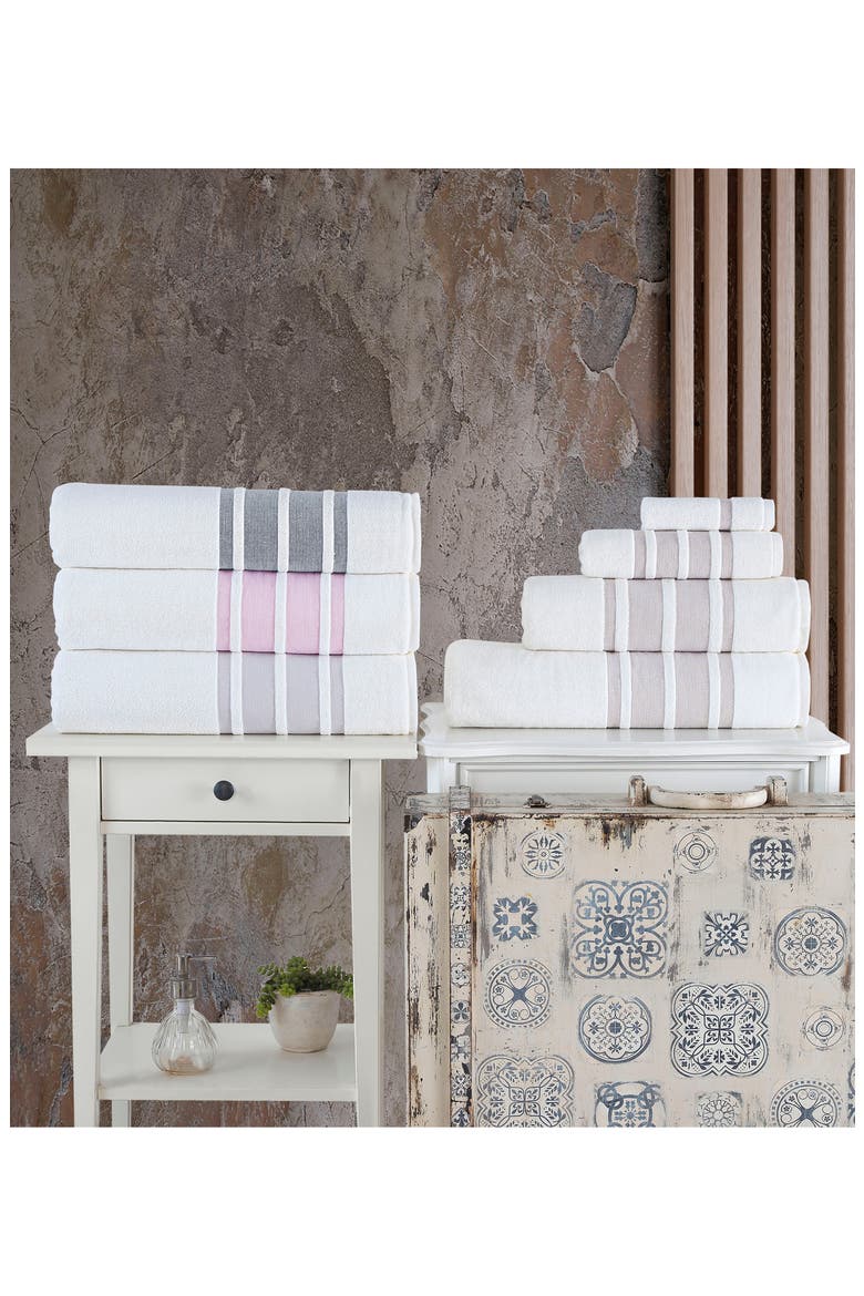 Contrast Boarder 2-Pack Bath Towel Set, Alternate, color, SILVER