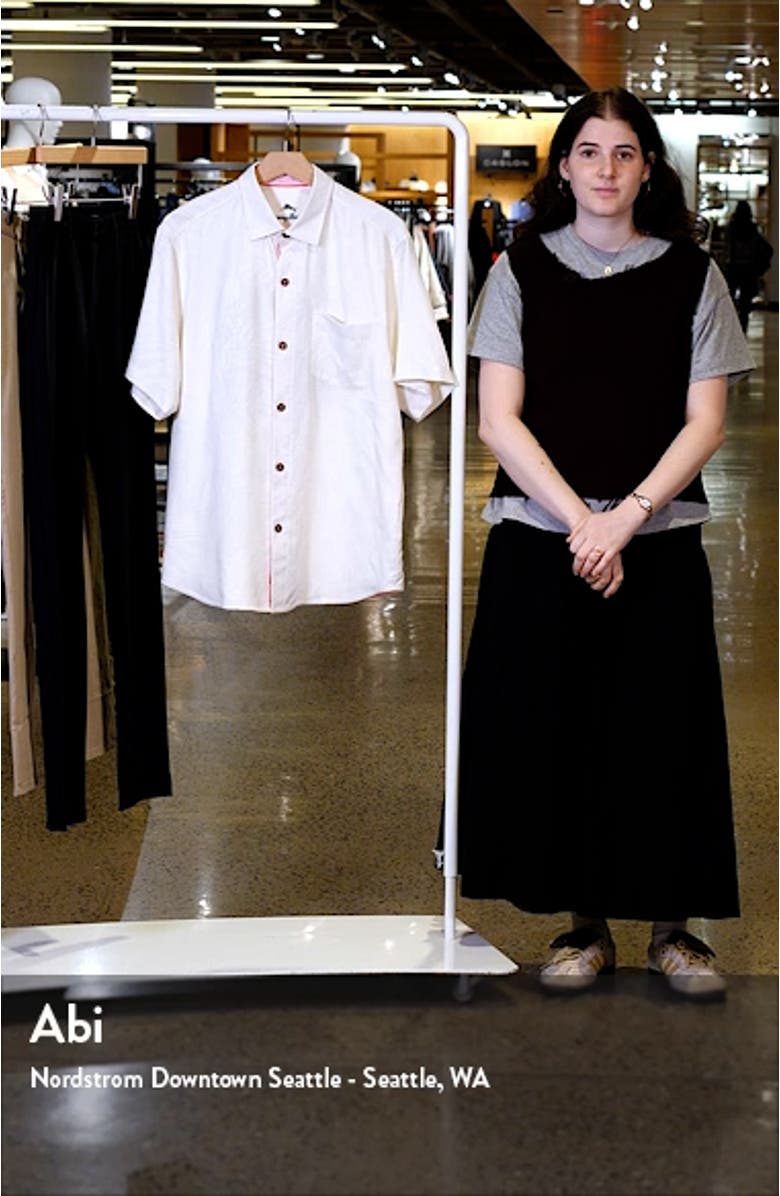 Surf the Yule Holiday Embroidered Short Sleeve Silk Button-Up Shirt, sales video thumbnail