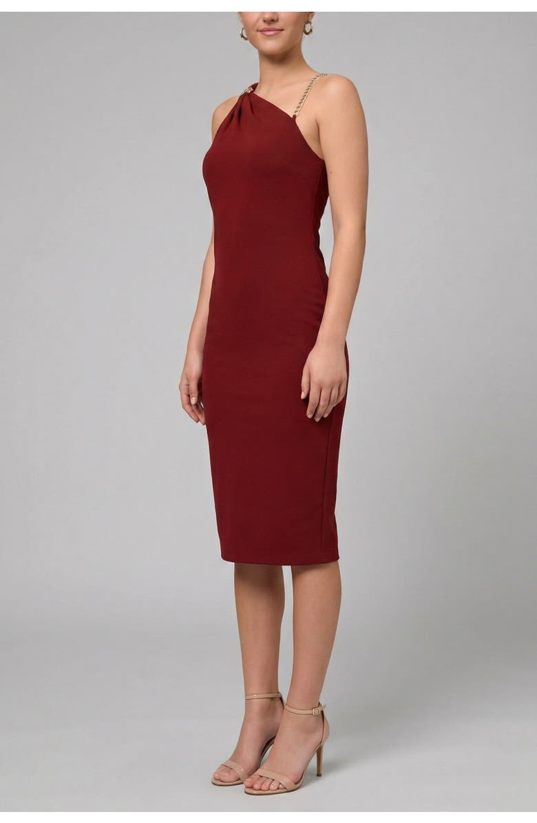 RACHEL Rachel Roy Sia One Shoulder Chain Strap Midi Dress, Alternate, color, Dark Red
