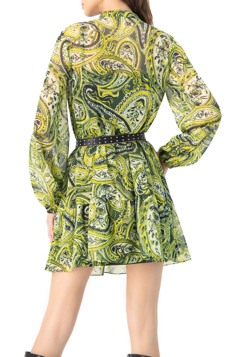 Short Paisley Dress with Long Sleeves, Alternate, color, Green