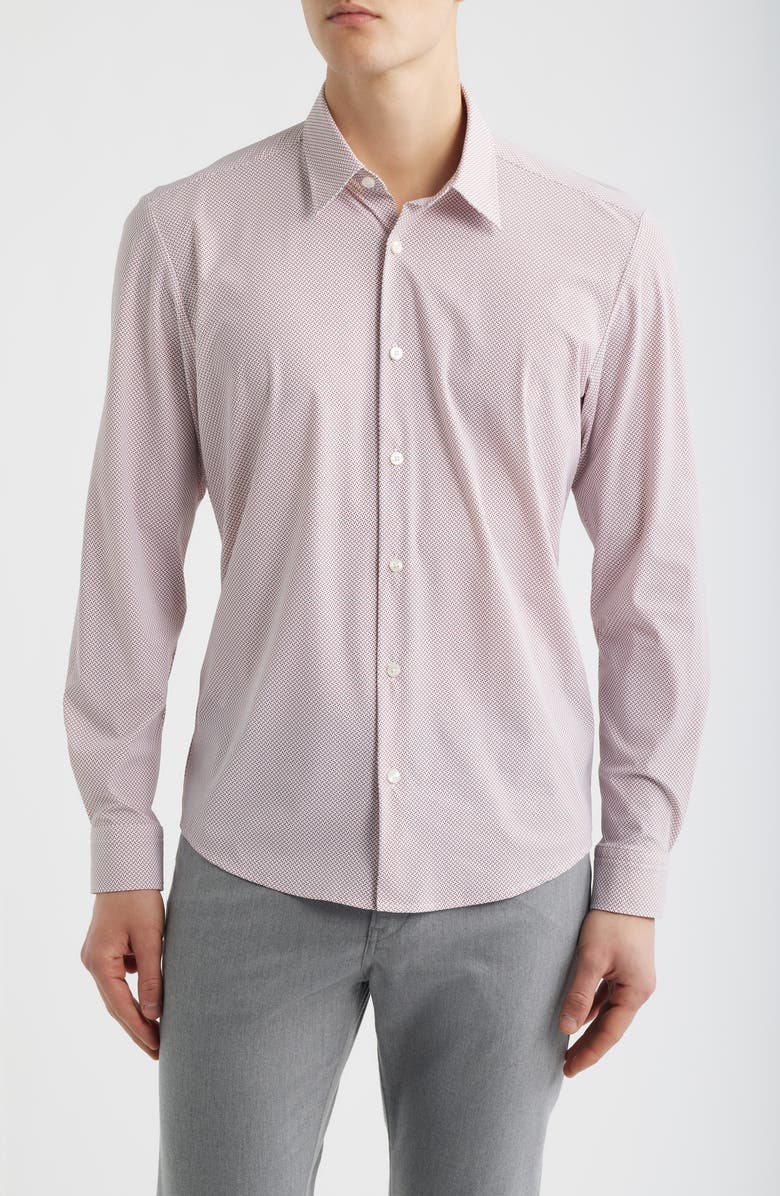 BOSS Liam Print Button Front Shirt, Main, color, Light/ Pastel Pink