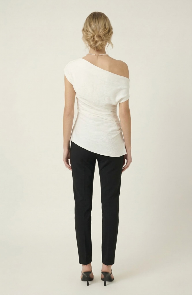 Modenaire Asymmetric One Shoulder Draped Top, Alternate, color, Off White