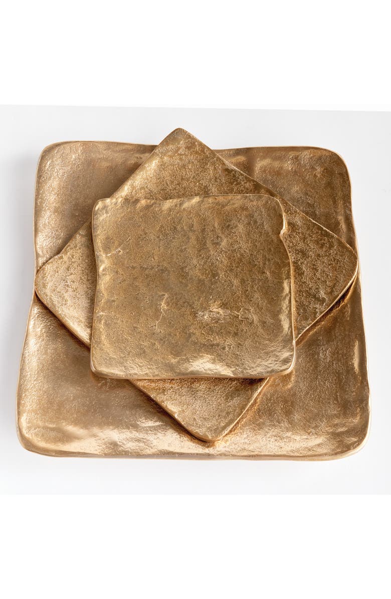 Napa Home & Garden Imani Decorative Square Gold Aluminum Metal Trays, Set of 3, Alternate, color,