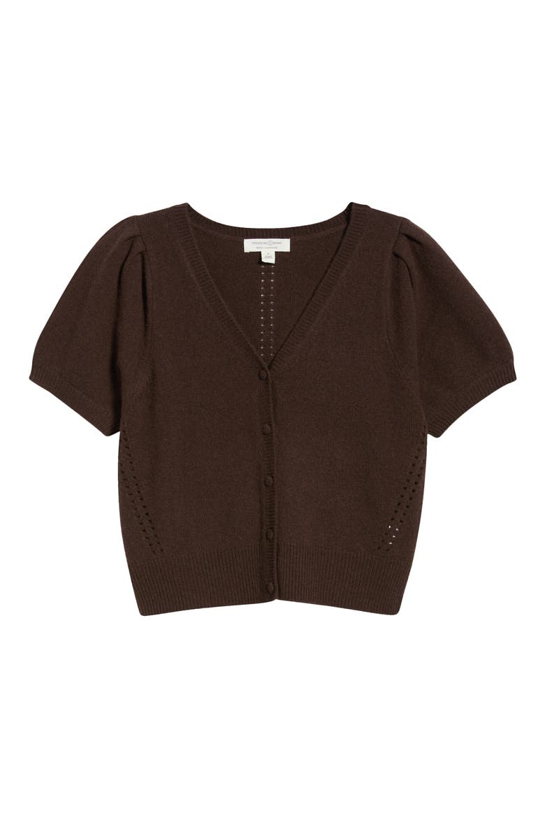 Wool & Cashmere Short Sleeve Cardigan, Alternate, color, BROWN CHICORY