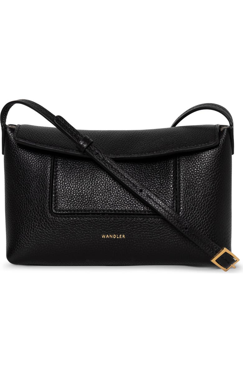 Wandler Mini Penelope Leather Shoulder Bag, Main, color, Black Crust 3283